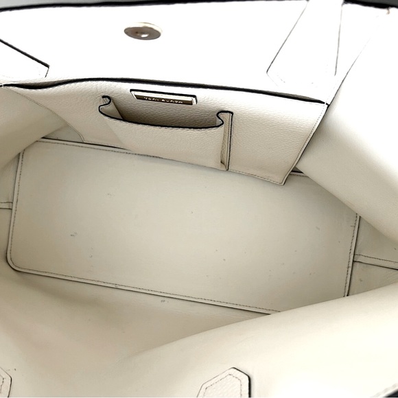 TORY BURCH Tote Leather Color Block Two-Tone Bag, Black & White - Picture 12 of 13